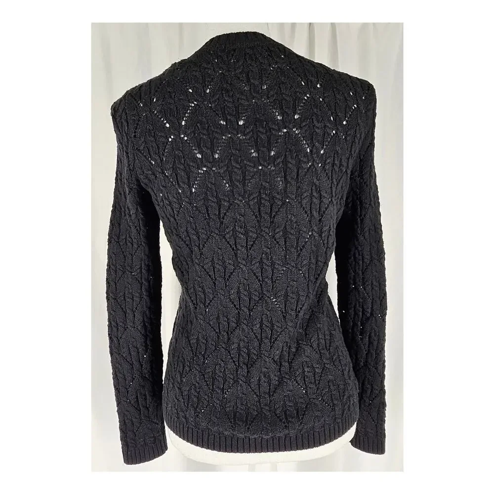 TALBOTS PETITES WOMEN'S KNIT BLACK ZIP UP SWEATER - SIZE SMALL PETITE